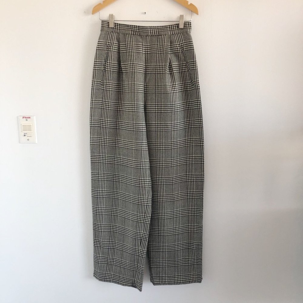 100% wool houndstooth trousers made in Canada